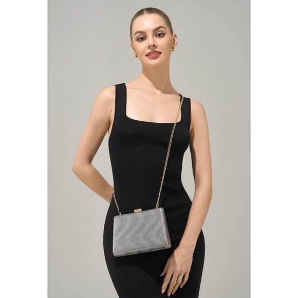 ⚡ Women's Detachable Chain Sparkly Evening Formal Parties Gray Clutch Bag - Picture 9 of 9